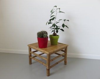 side table, bamboo plant holder 1960 1970 60's 70's mid century vintage bamboo table, plant stand hot seat