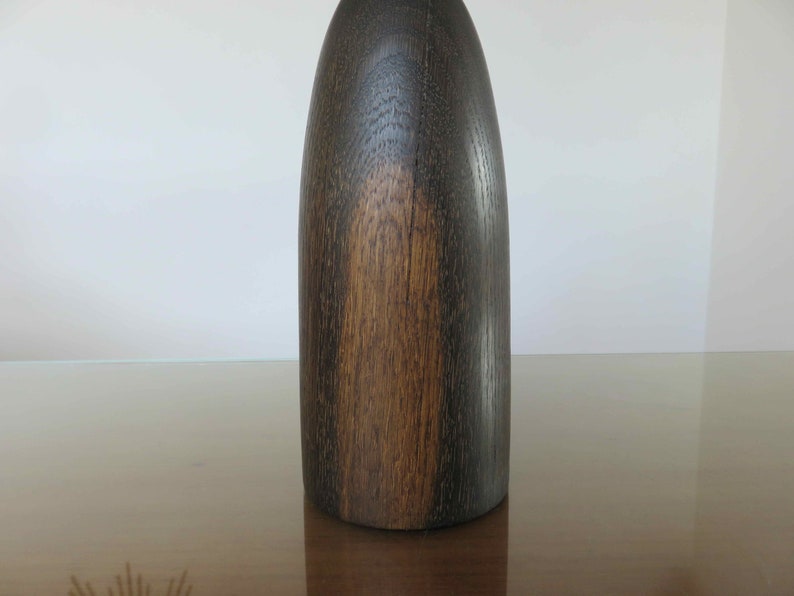 Vase, soliflore, in ebonized oak, sculpture, mid century 1960 60's vintage French ebonized oak vase image 8