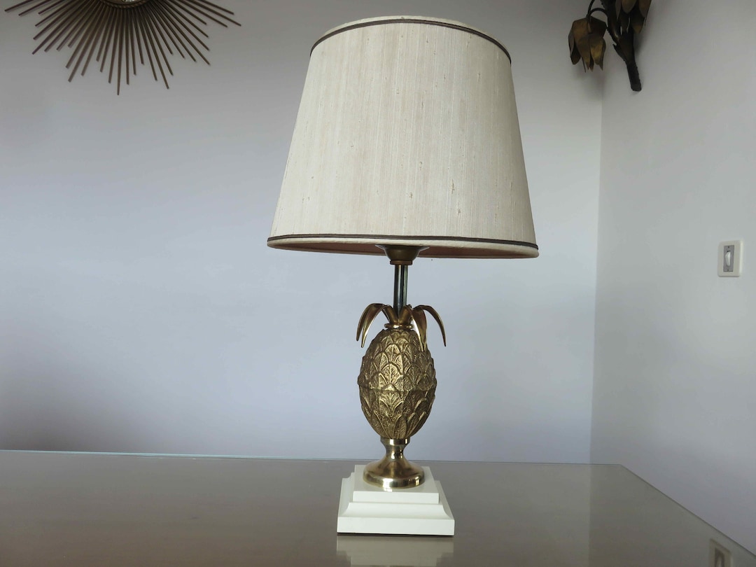 LAMPE DE TABLE ANANAS CÉRAMIQUE OR 35CM