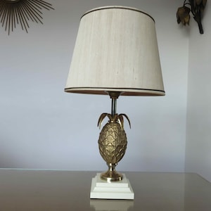 &quot;PINEAPPLE&quot; brass lamp 1970 70&#39;s old vintage French brass pineapple lamp in the Maison Charles style