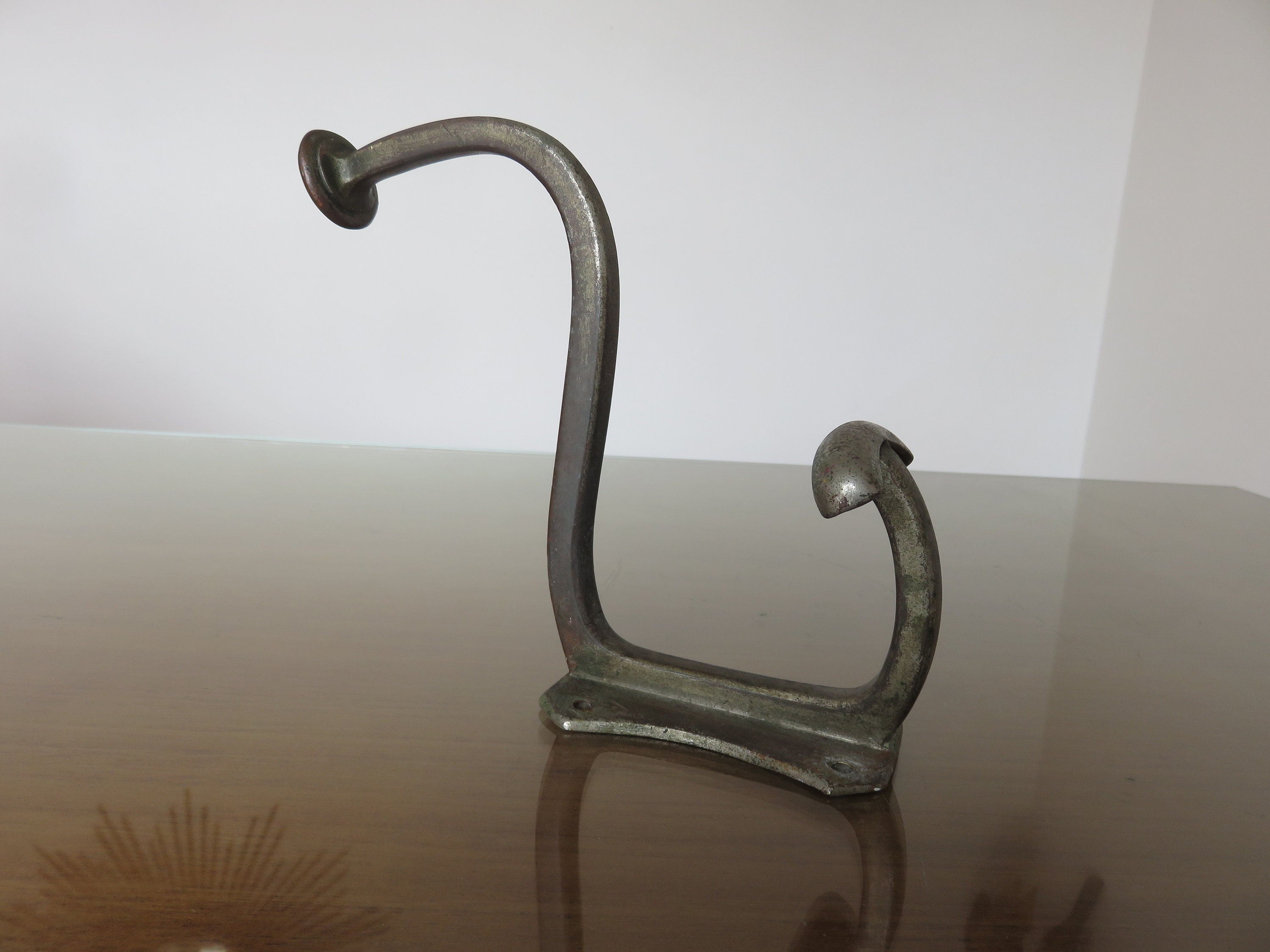 Ancienne Patère Murale en Bronze Argenté 1900 1910 Old Vintage French Coat Rack