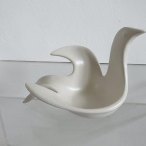 White ceramic dove, Jonathan ADLER for PartyLite, ring sizer, empty pocket, 2000s vintage white ceramic dove empty pocket