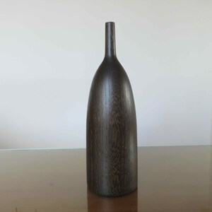 Vase, soliflore, in ebonized oak, sculpture, mid century 1960 60's vintage French ebonized oak vase image 7