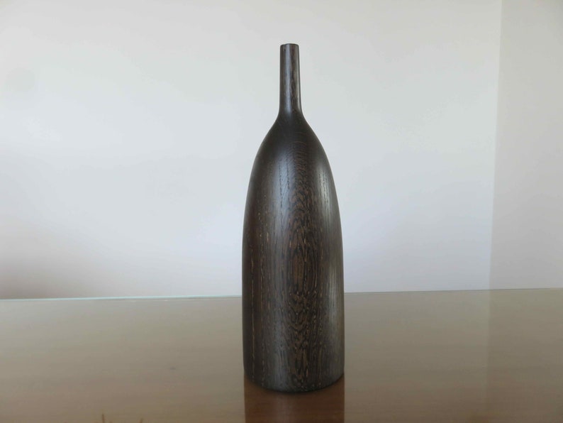 Vase, soliflore, in ebonized oak, sculpture, mid century 1960 60's vintage French ebonized oak vase image 7