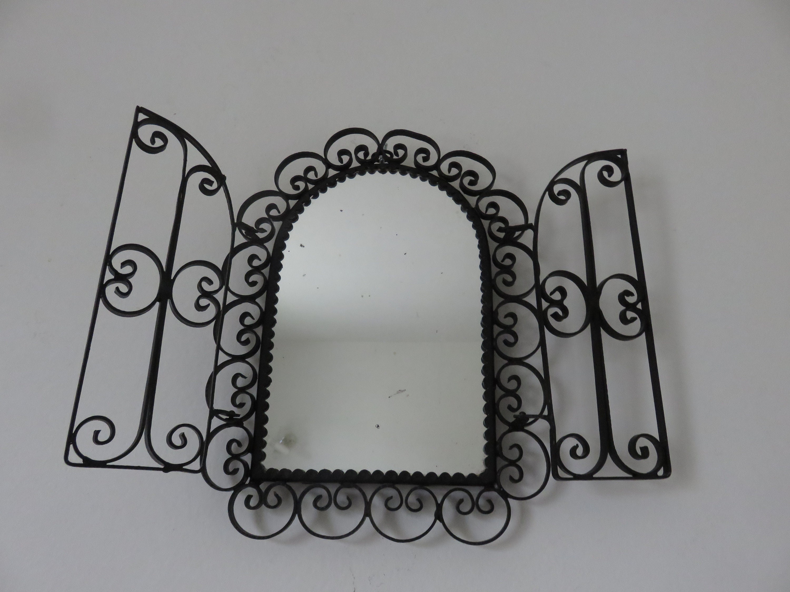 Miroir Ouvrant, à Volets, en Fer Forgé, Du Sud de La France Vallauris Mid Century 1950 1960 50's 60'