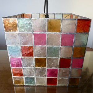 Lamp, suspension, in multicolored mother-of-pearl 1970 1980 70&#39;s 80&#39;s old vintage, mother of pearl lamp, pendant lamp