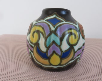 Montoise Bergen ceramic vase, Antoine Dubois, Belgium, Art Deco 1920 1930 20&#39;s 30&#39;s old vintage ceramic vase