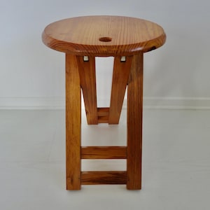 Folding stool, wooden, in the style of Roger TALLON or Adrian REED 1970 1980 70&#39;s 80&#39;s vintage wood folding stool