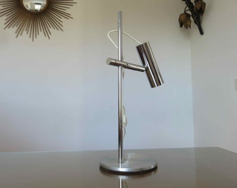 Large sliding lamp, in chromed metal, in the Maria Pergay style 1970 70's old vintage French chromed metal lamp