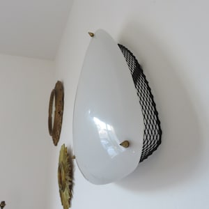 Large wall lamp, wall light, in perspex and black expanded metal mid century 1950 1960 50&#39;s 60&#39;s vintage French wall lamp, sconce