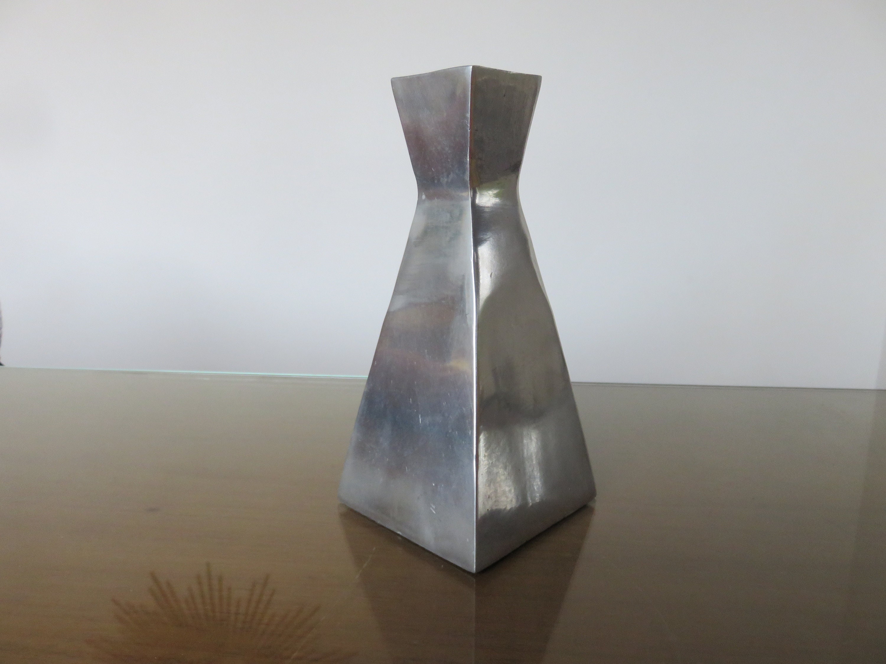 Bougeoir Scandinave, Moderniste, Minimaliste, en Aluminium Mid Century 1970 70's Old Vintage Design