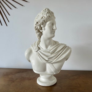 Antique plaster bust "APOLLON" 52 centimeters, 9.600 kg, Apollo Belvedere, Pythian Apollo 1930 1940 30's 40's old vintage bust