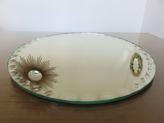 Large Round Mirror Bevelled Art Deco To Pose 1940 1950 - Large Round Beveled Mirror Large Round Mirror Bevelled Art Deco To Pose 1940 1950 - Large Round Beveled Mirror