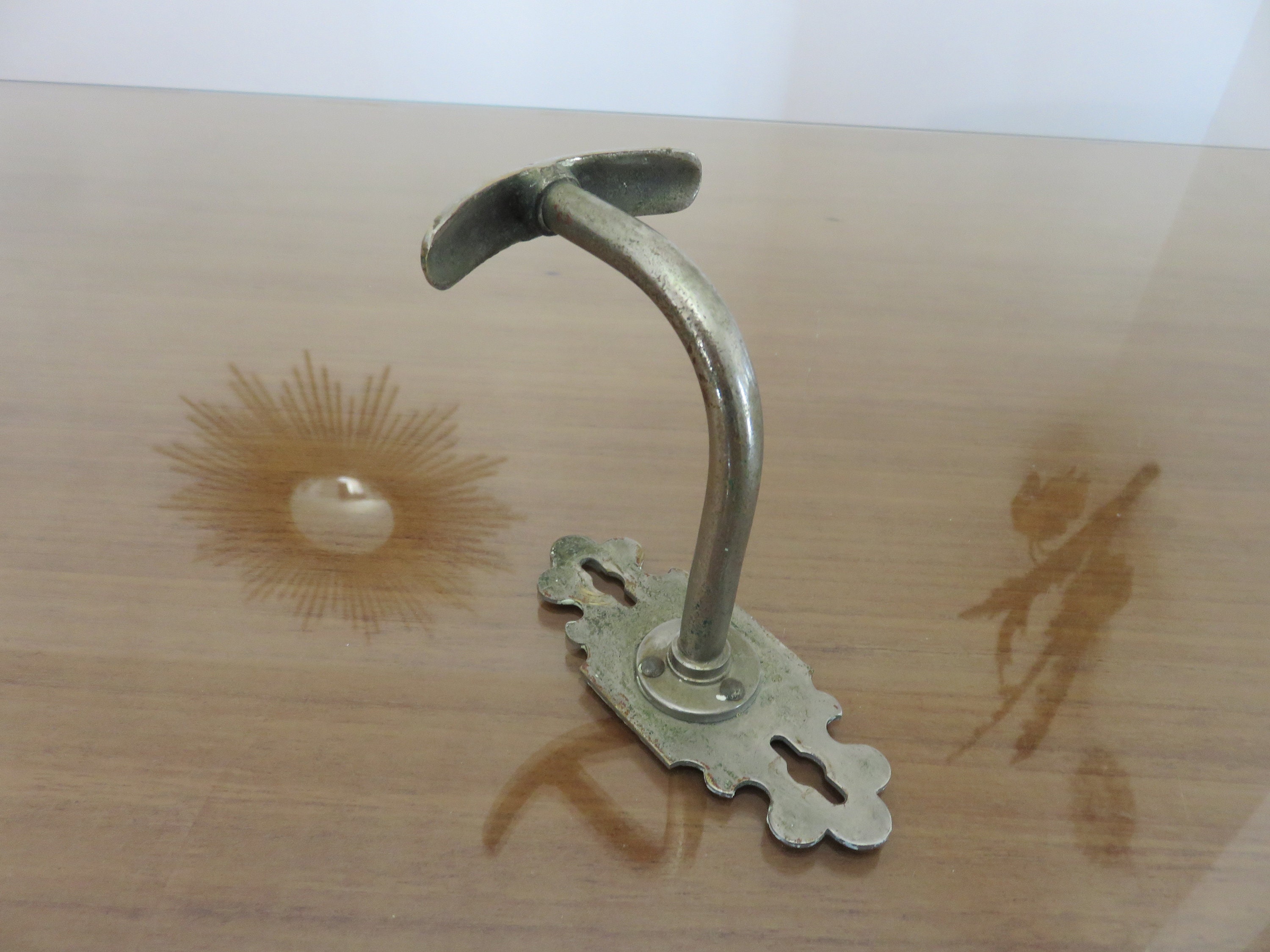 Ancienne Patère Murale, Porte Manteau, en Bronze Nickelé, Moderniste, Art Deco 1930 1940 30's 40's O