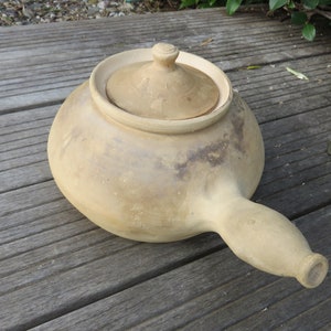 Antique flower pot, saucepan, terracotta, 1940s 40s 1950s 50s old vintage terracotta flower pot