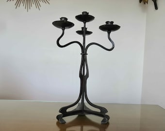 Large Art Nouveau candle holder, signed &quot;MUSTERSCHUTZ&quot; Jugendstil Germany, 1900s, old candle holder