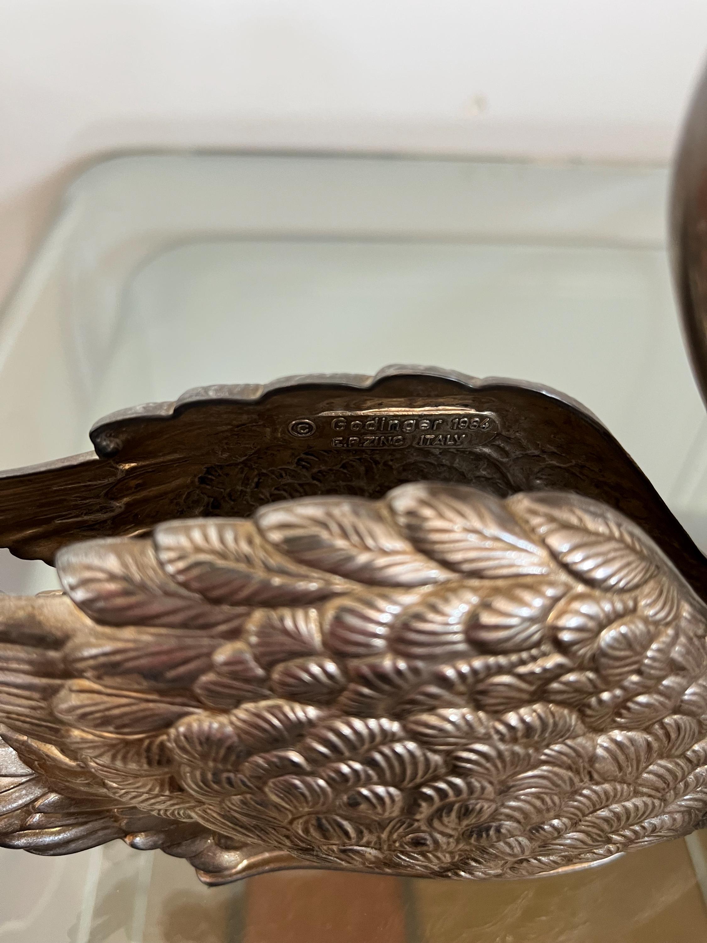 Silver-plated Metal Swan Napkin Holder, Made in Italy, 1984