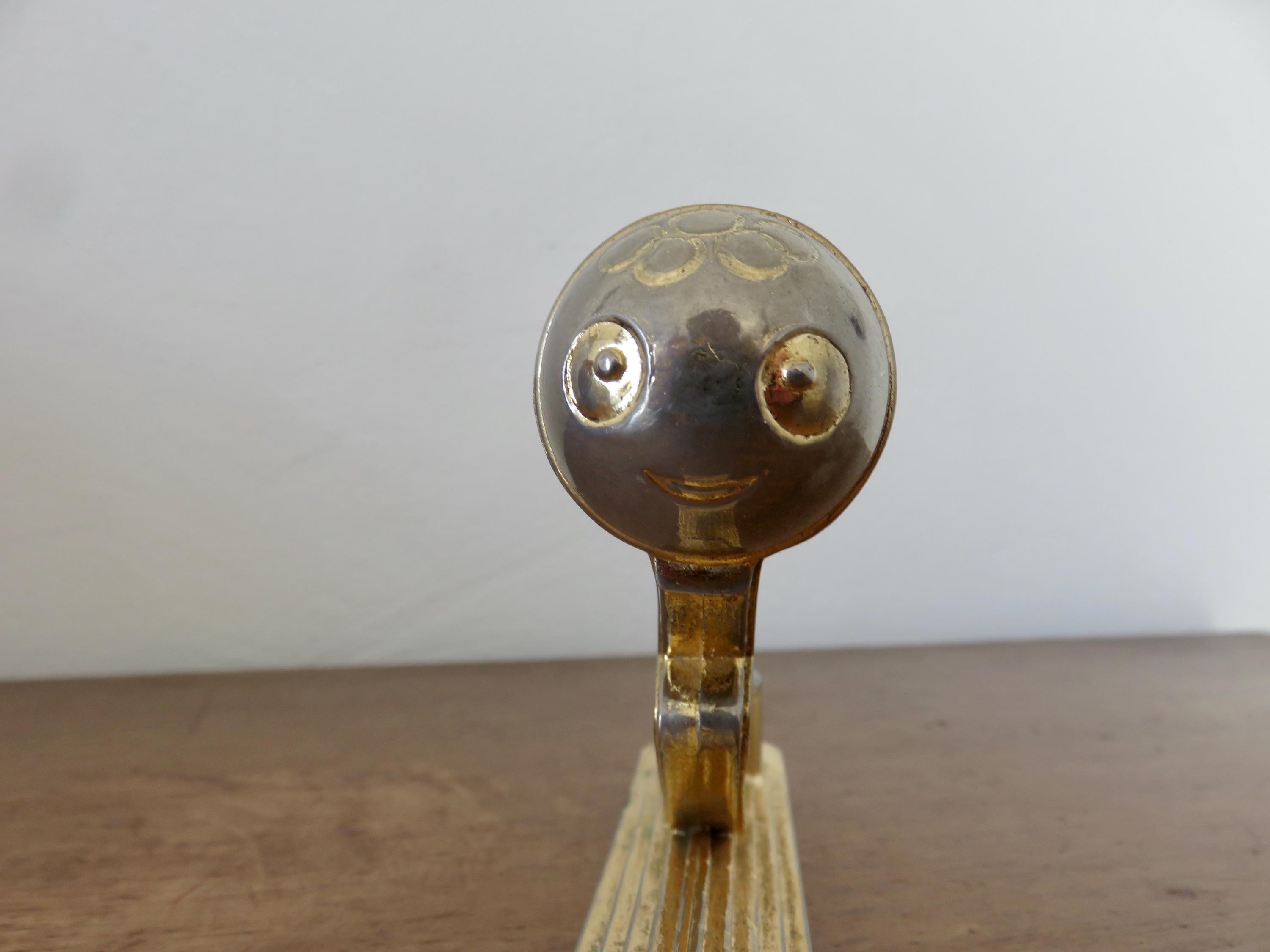 Porte-crayon Shuss Mascotte Jeux Olympiques 1968 - Zamak Doré - Superbe état