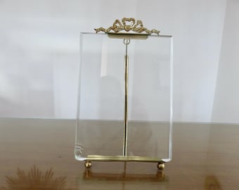 Large antique photograph frame, Napoleon III period, in brass and beveled glass, 19th century.
