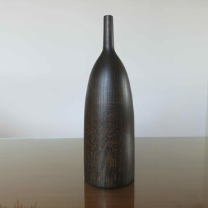 Vase, soliflore, in ebonized oak, sculpture, mid century 1960 60's vintage French ebonized oak vase image 4