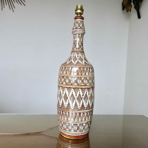 Stor keramisk lampa, Berber, Marockansk, Etnisk, 1970-tals vintage Marockansk, Etnisk, Berber keramisk lampa