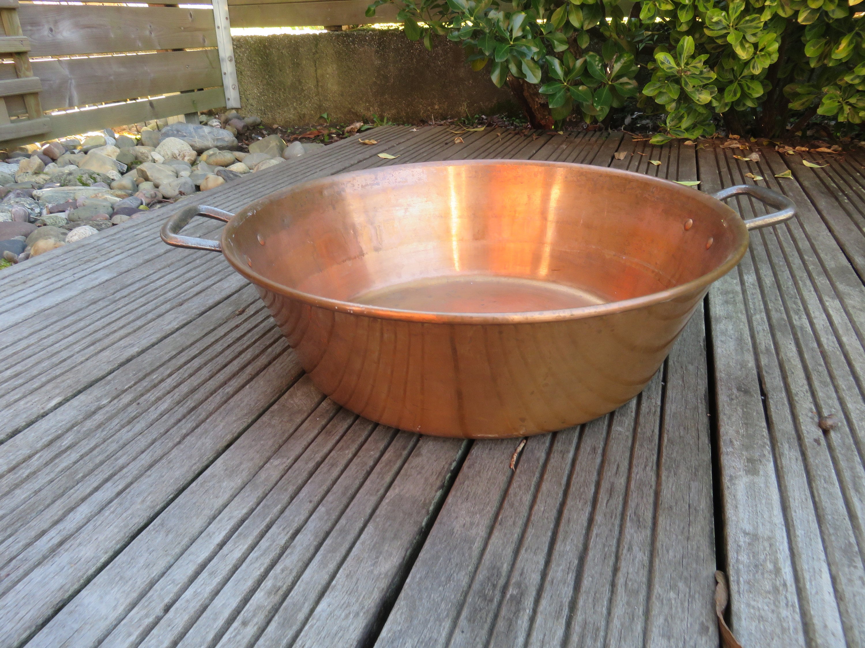 Très Grande Bassine à Confiture en Cuivre 1930 1940 30's 40's French Vintage Copper Basin Jam Bowl