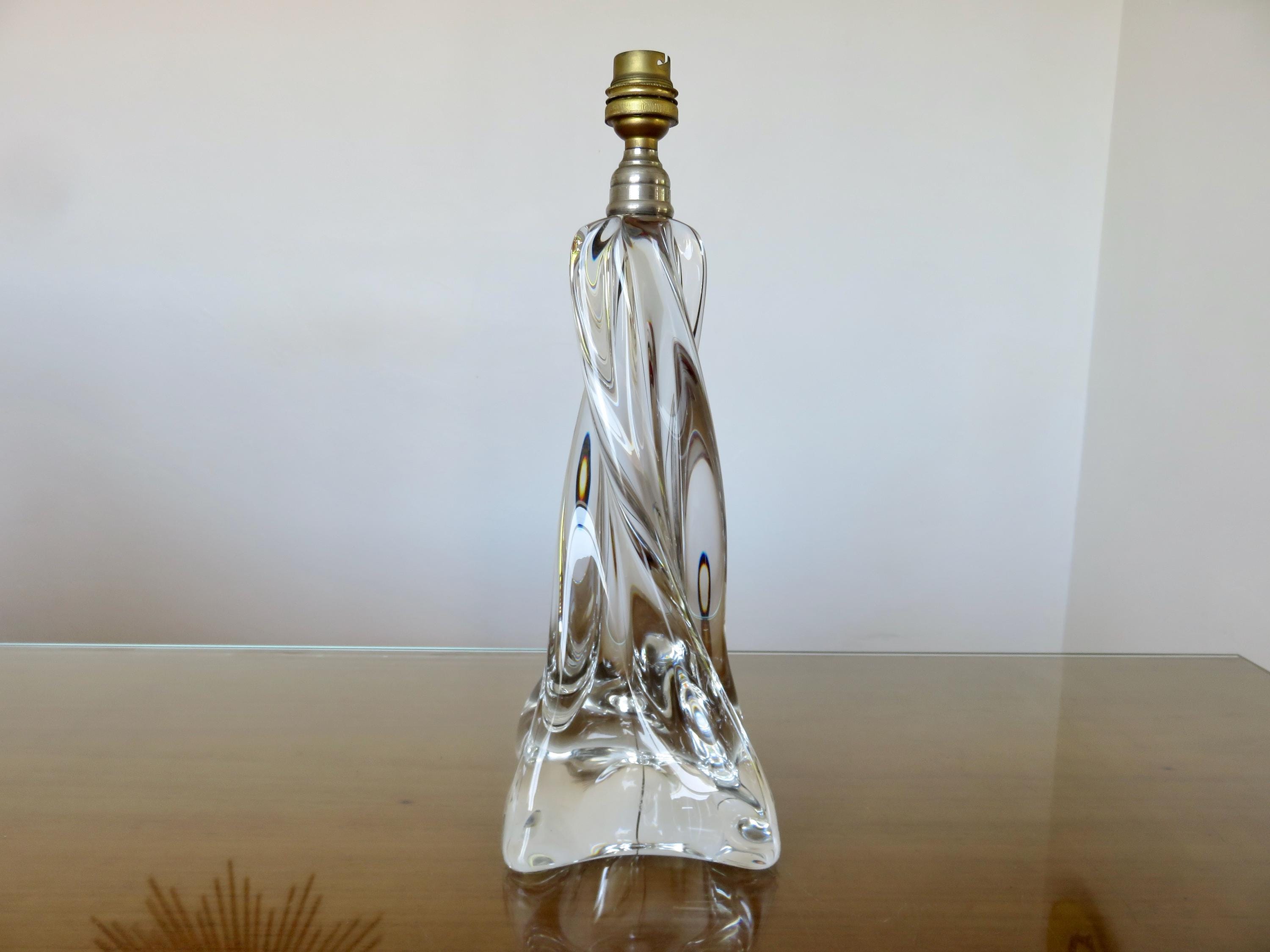Pied De Lampe Vintage Daum En Cristal – Années 60, Signé, Pour Pièces Ou Réparation