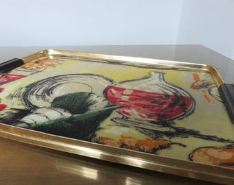 Very large formica tray, aperitif, stylized pattern French manufacture mid century 1950 1960 50's 60's old vintage French formica tray