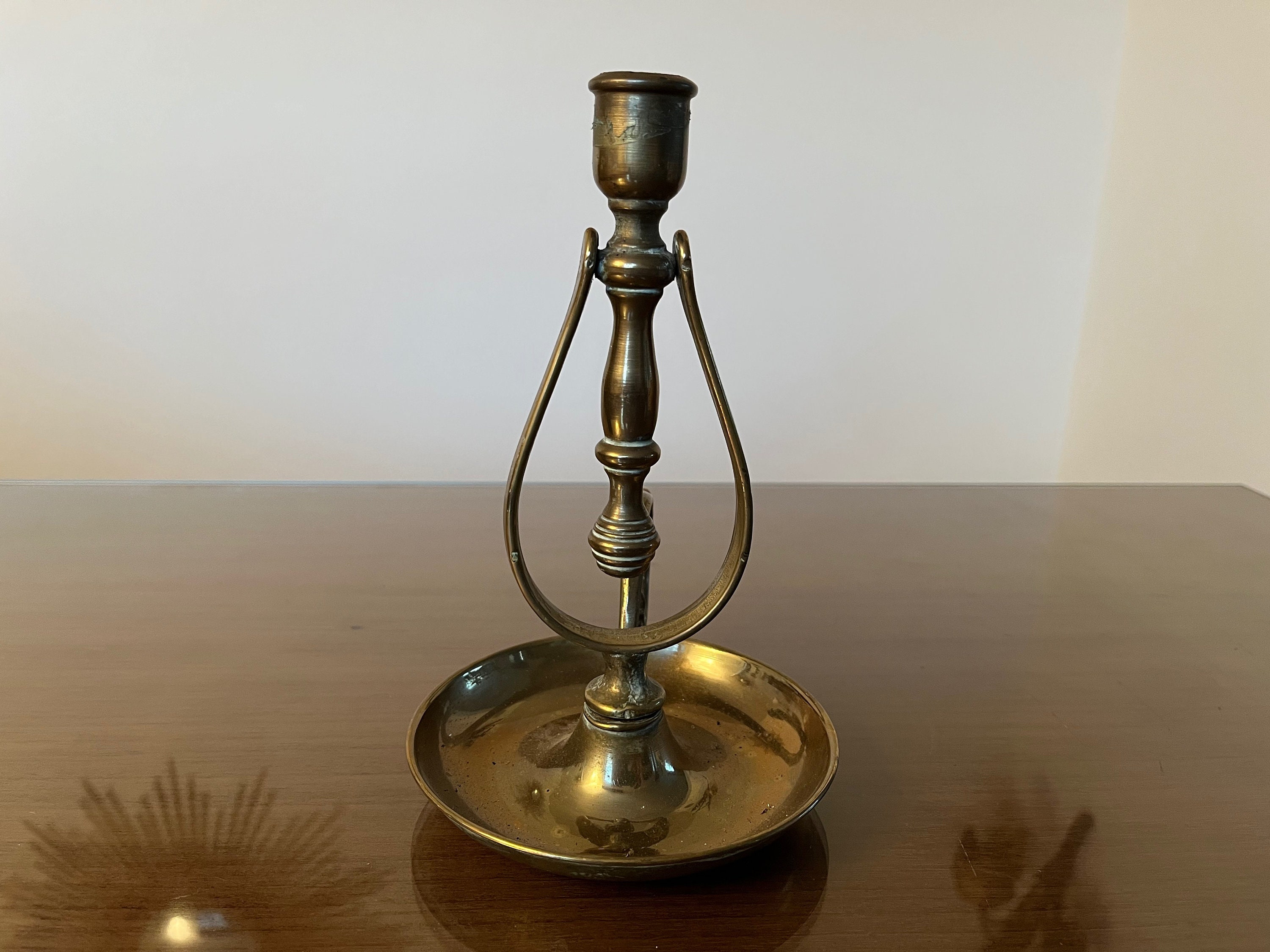 Bougeoirs de Bateau, en Laiton, Art Deco Mid Century 1940 1950 40's 50's French Vintage Brass Candle