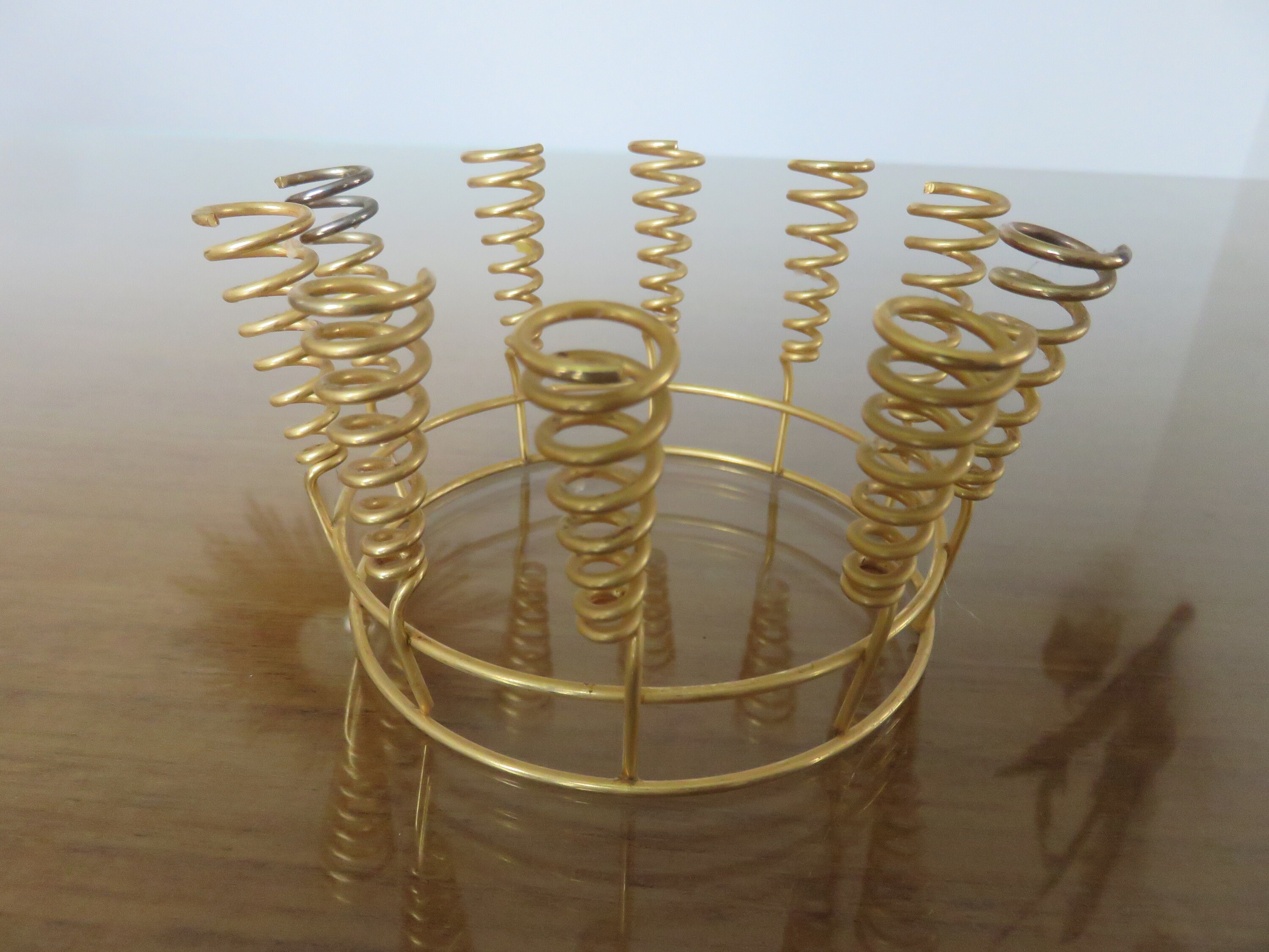 Bougeoir en Métal Doré, 10 Bougies, Typique 1960 1970 60's 70's Vintage French Gold Metal Candle Hol