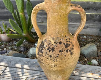 Very large terracotta "amphora" style pot with handles, 19th century, old vintage terracotta flower pot, amphora