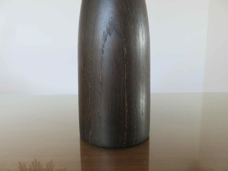 Vase, soliflore, in ebonized oak, sculpture, mid century 1960 60's vintage French ebonized oak vase image 3