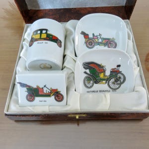 Scatola portaoggetti per fumatori, in porcellana di Limoges AB, motivo tacots, metà secolo, scatola vintage in porcellana francese degli anni '50, '60 e '70.