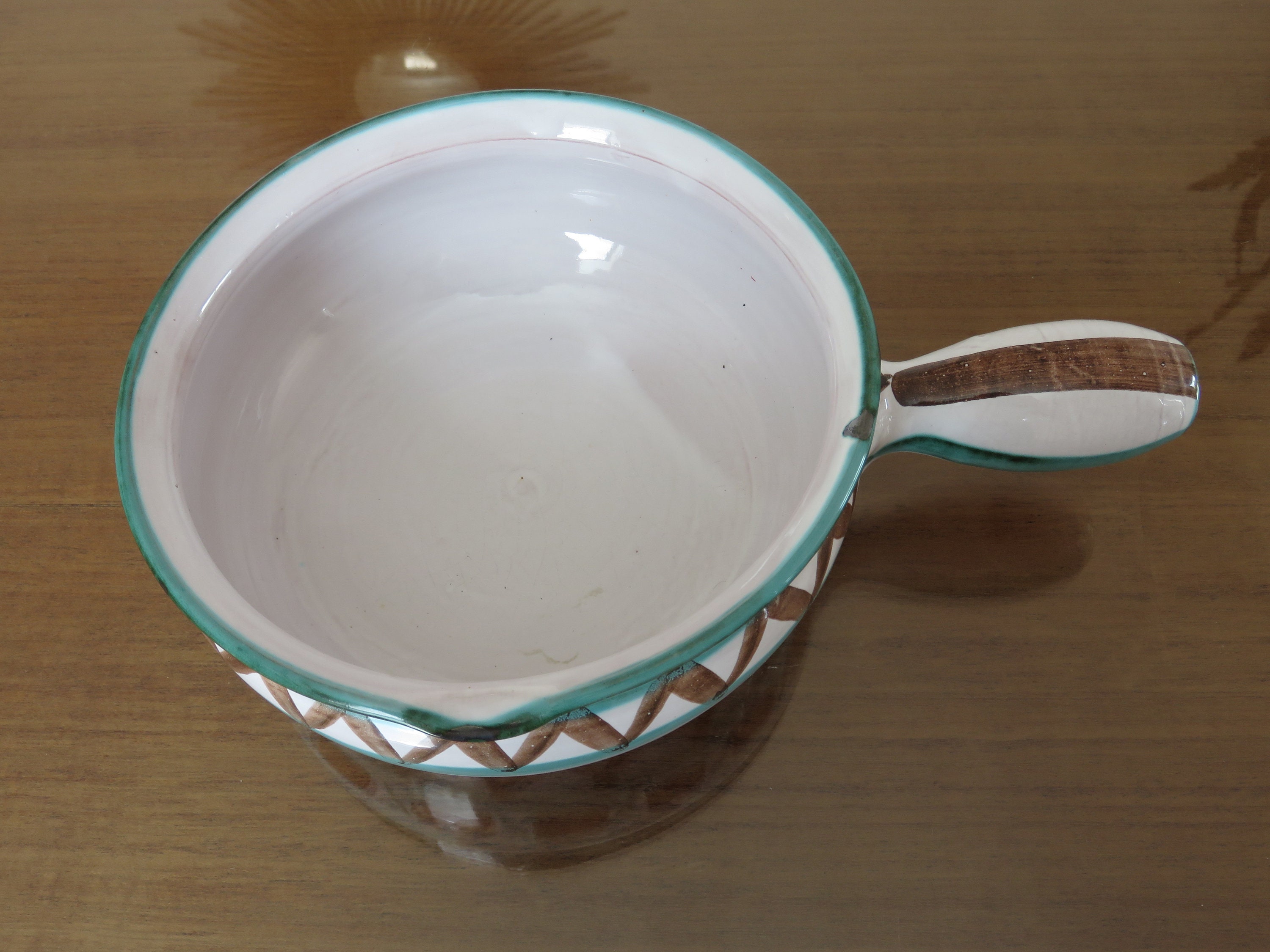 ROBERT PICAULT, Glazed Ceramic Skillet, Signed Mid Century 1950