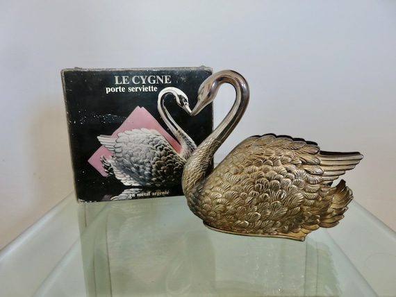 Silver-plated Metal Swan Napkin Holder, Made in Italy, 1984
