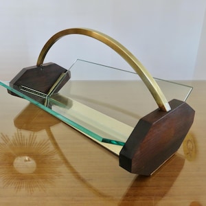Serving, centerpiece, Art Deco, in rosewood, brass and glass 1930 1940 30's 40's old French vintage rosewood, brass table serving