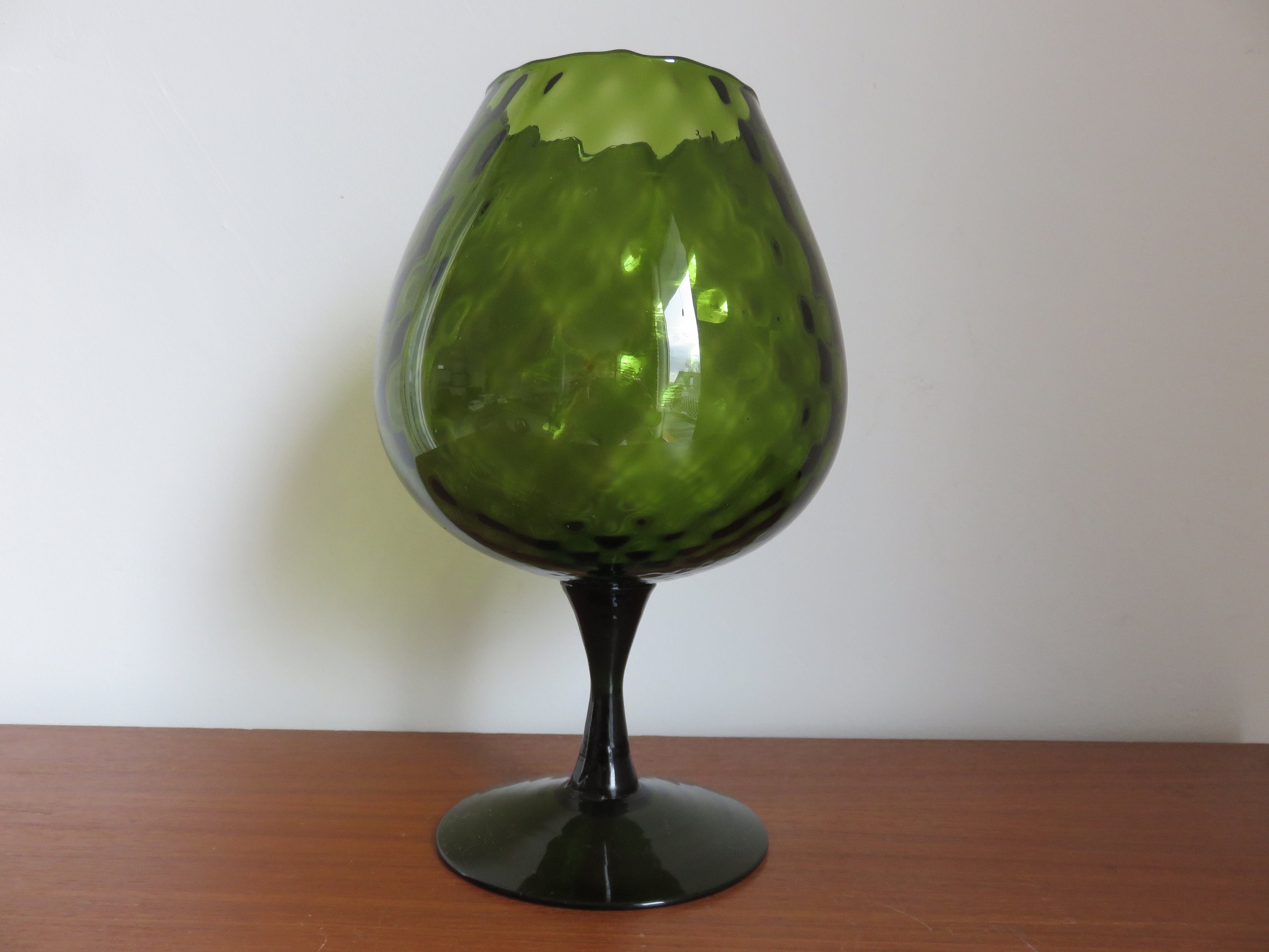 Grand Vase Italy, Murano, en Verre Vert Texturé Mid Century 1960 1970 60's 70's Old Vintage Italian 