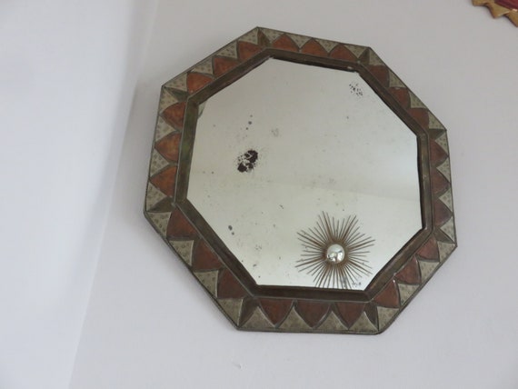 Large Moroccan Mirror Octagonal Wall In Brass Mid Century 1950 Large Moroccan Mirror Octagonal Wall In