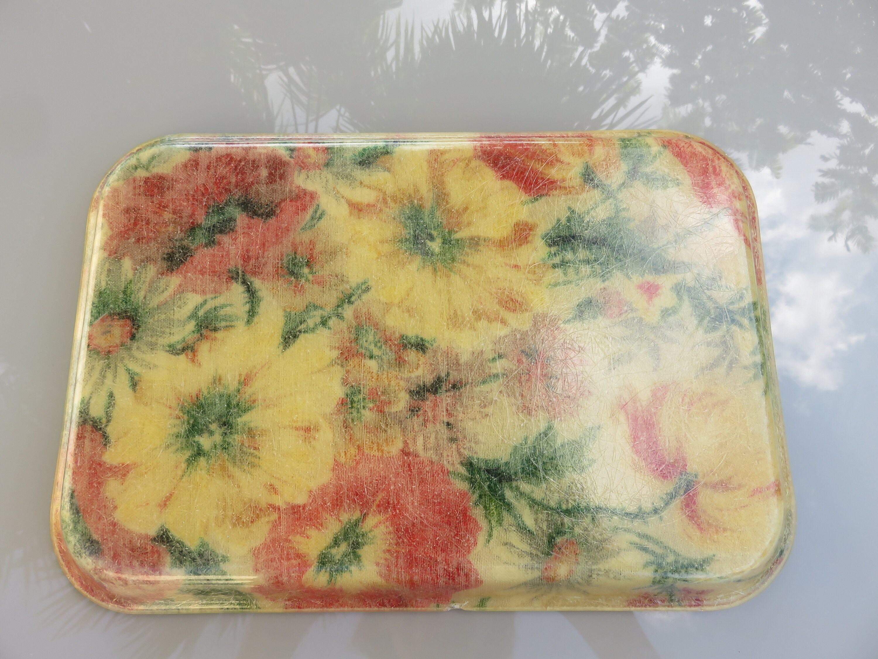 Small fiberglass tray flowers bright colors 1960 Etsy