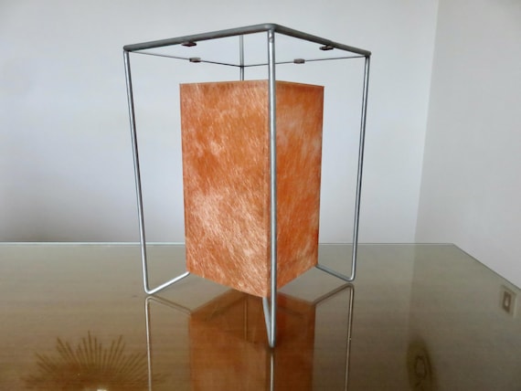 Lampe moderniste, minimaliste, fibre orange, verre et métal 1970 70's 1980 80's vintage Italy lamp