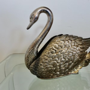 Porta tovaglioli a forma di cigno placcato in argento, made in Italy, anno 1984, vintage il porta tovaglioli a forma di cigno, in lussuoso silverplate Godinger Silver