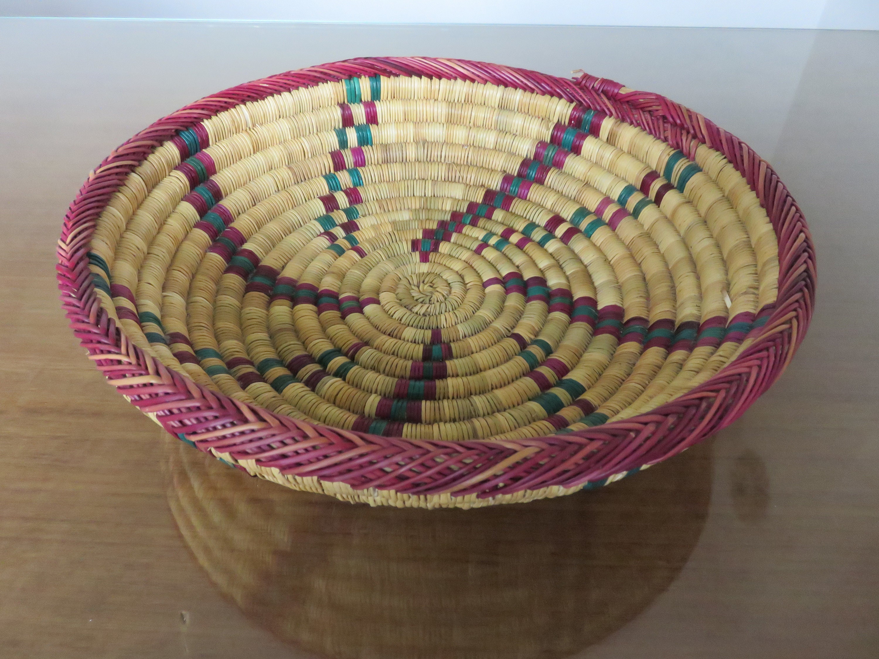 Corbeille Ethnique, Marocaine, Berbère, en Osier Tressé 1970 70's Vintage Berber Wicker Basket