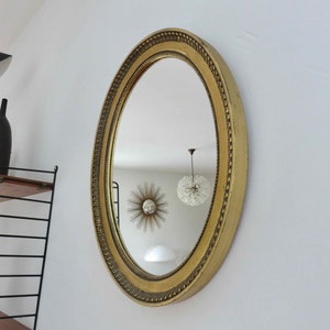 Oval mirror, Louis Philippe, wall, gilded mid century 1950 1960 50&#39;s 60&#39;s old vintage French mirror