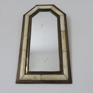 old wall mirror, oriental, Moroccan, ethnic, brass and inlays mid century 1960 1970 60's 70's vintage mirror moroccan oriental