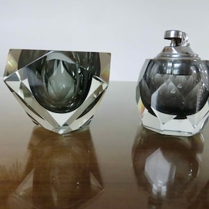 Table ashtray and lighter, in Murano Sommerso glass, by Flavio Poli for Seguso, mid century 1960 60's vintage Italy