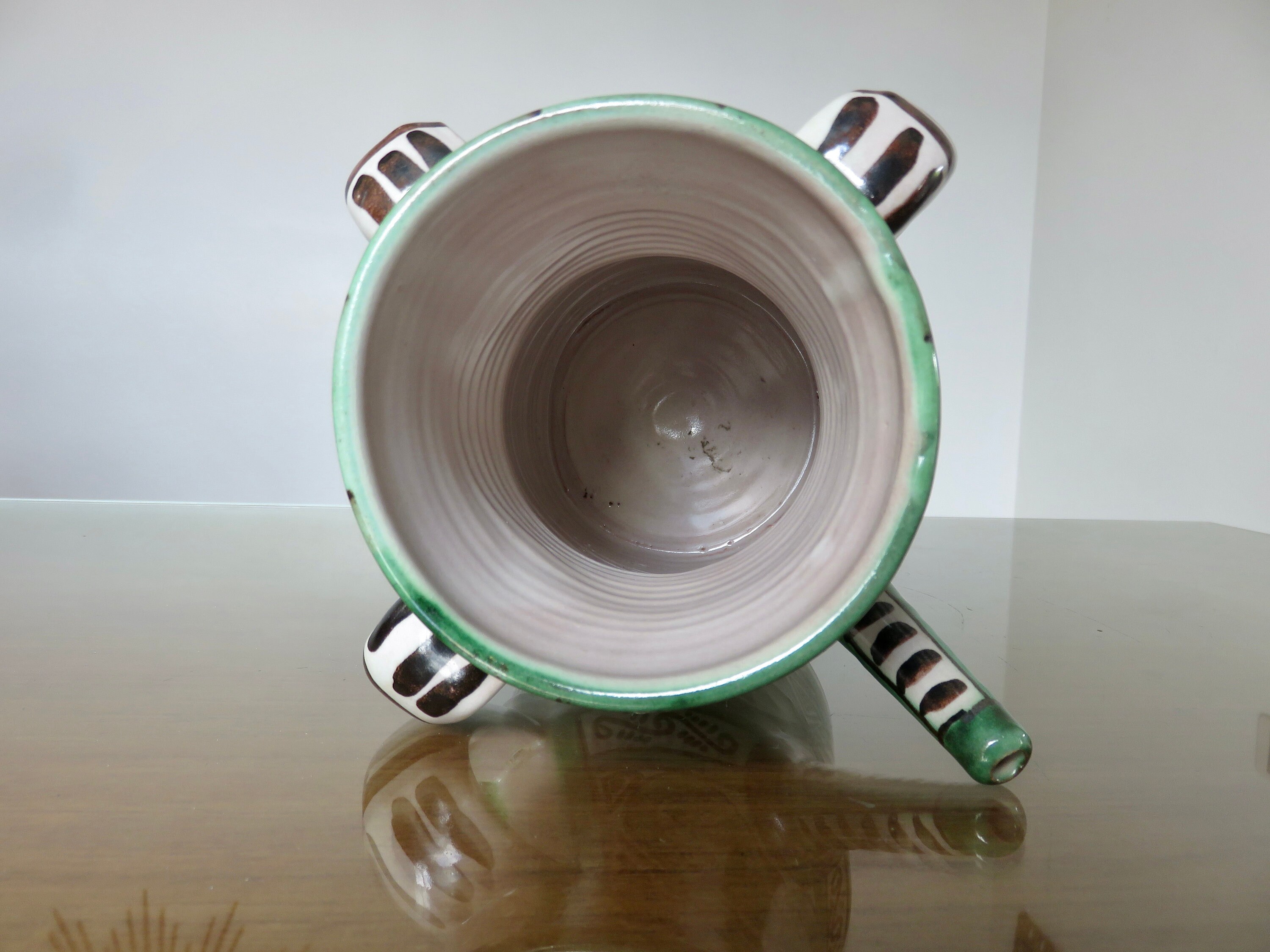 DOMINGO PUNTER、大型3ハンドル陶器ピッチャー、サイン入り、1960年代