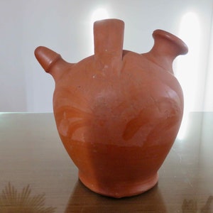 Antique terracotta pitcher, jug from the South of France, mid century 1940 1950 40&#39;s 50&#39;s old vintage terracotta pitcher