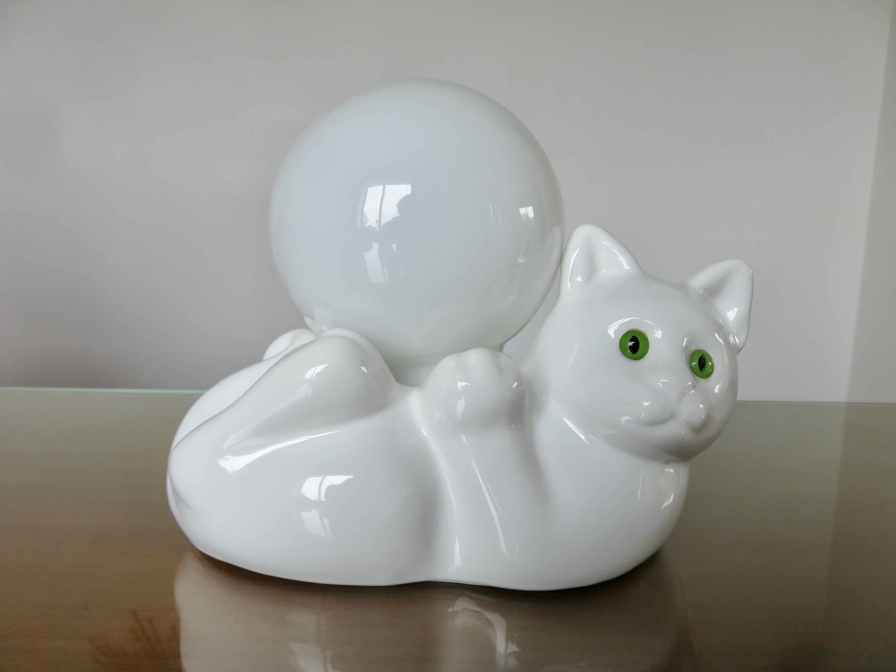 LAMPADA ABAT-JOUR IN Ceramica White Gatto EUR 22,00 - PicClick IT