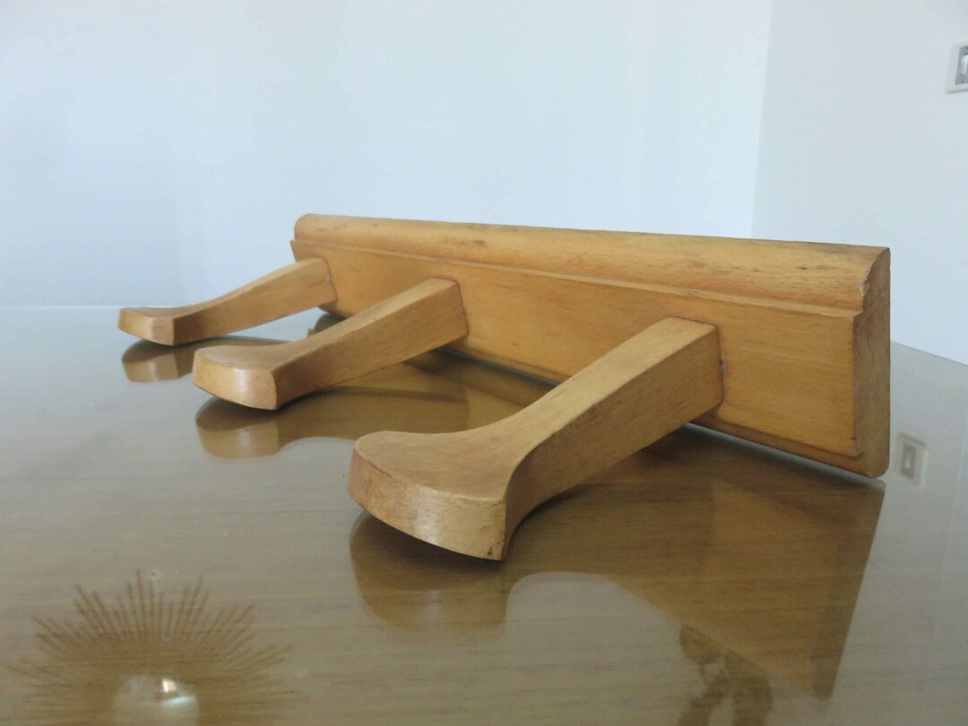 Large Wall Coat Rack stella in Solid Beech, 3 Hooks, Mid Century 1960 ...