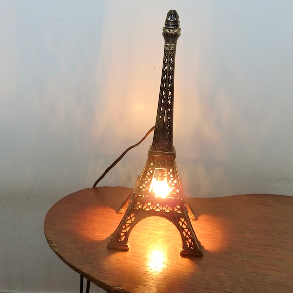 Rare Eiffel Tower lamp, in metal mid century 1950 1960 50's 60's made in France Paris vintage French lamp Eiffel tower